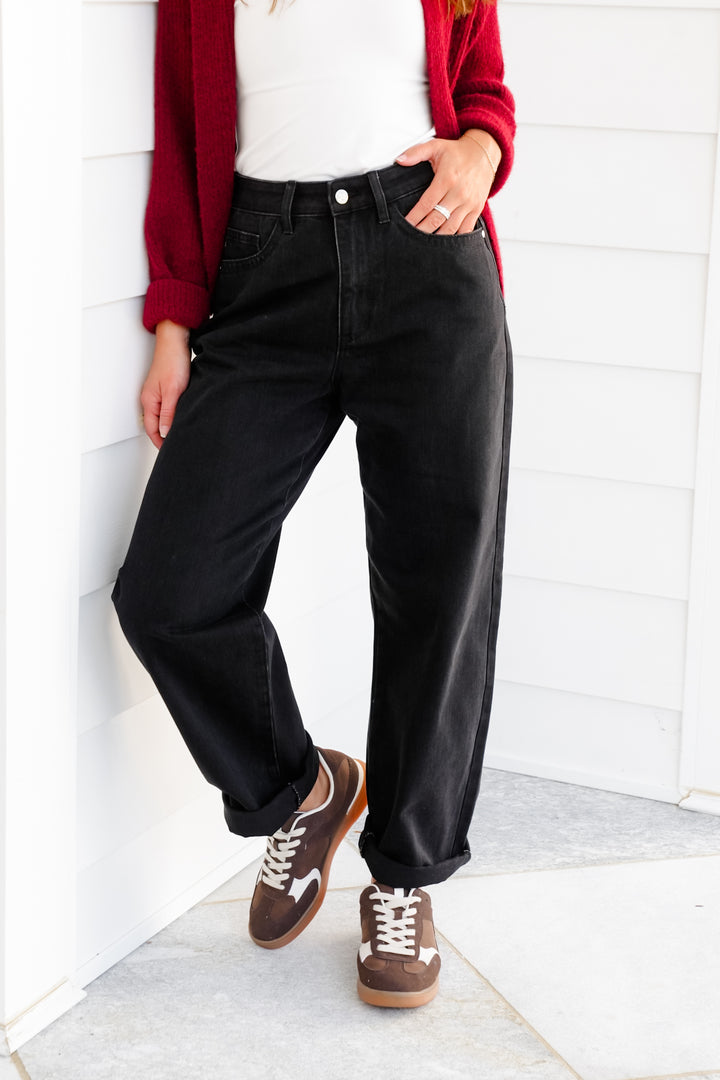 Judy Blue High Rise Black Marlow Arc Rigid Magic Trouser Jeans - Freckled Poppy