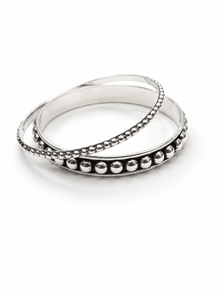 BOHO SOL Sterling Silver Ball Bangle - Freckled Poppy
