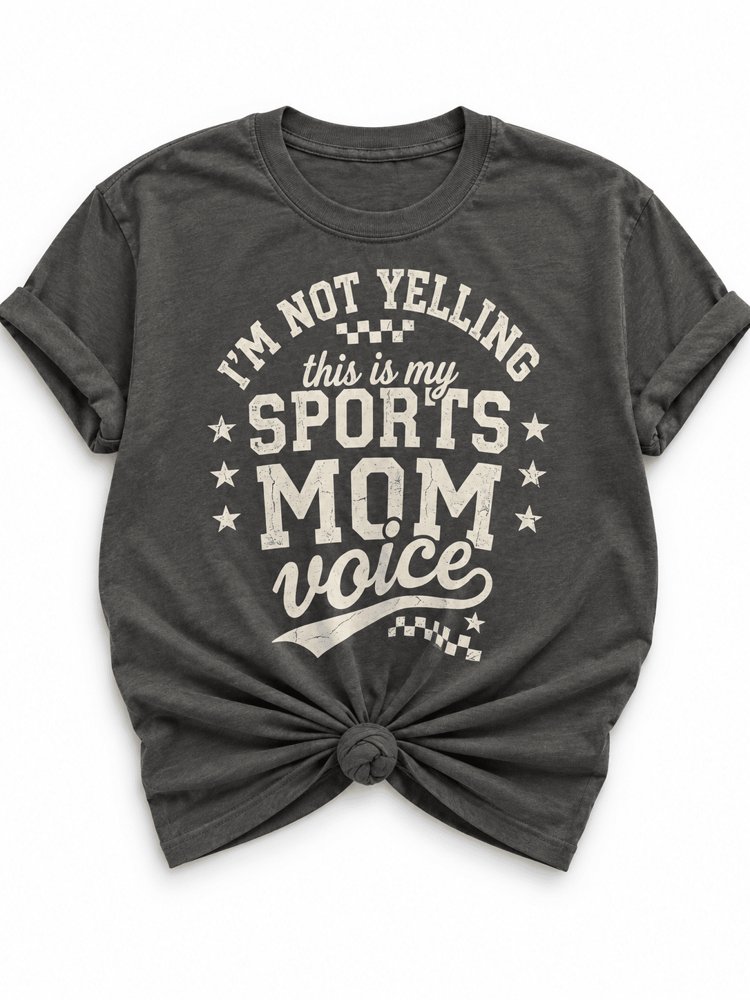Plus/Reg Short Sleeve " I'm Not Yelling..." Sports Graphic Tee - Freckled Poppy
