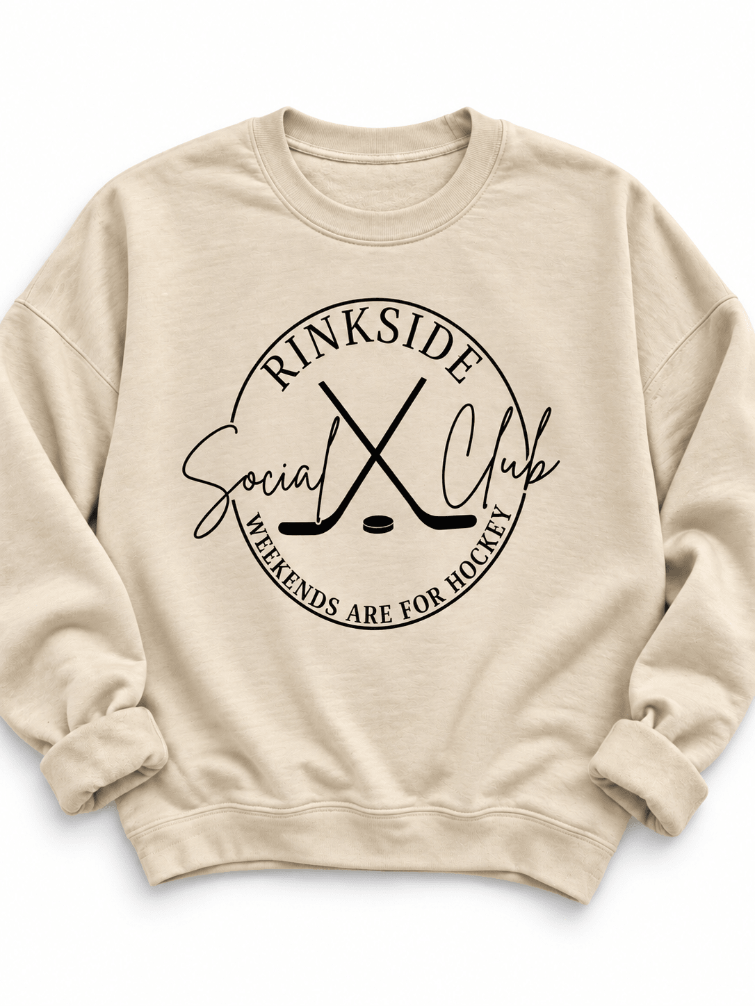 Plus/Reg Long Sleeve "Rink Side Social Club" Hockey Graphic Sweatshirt - Freckled Poppy