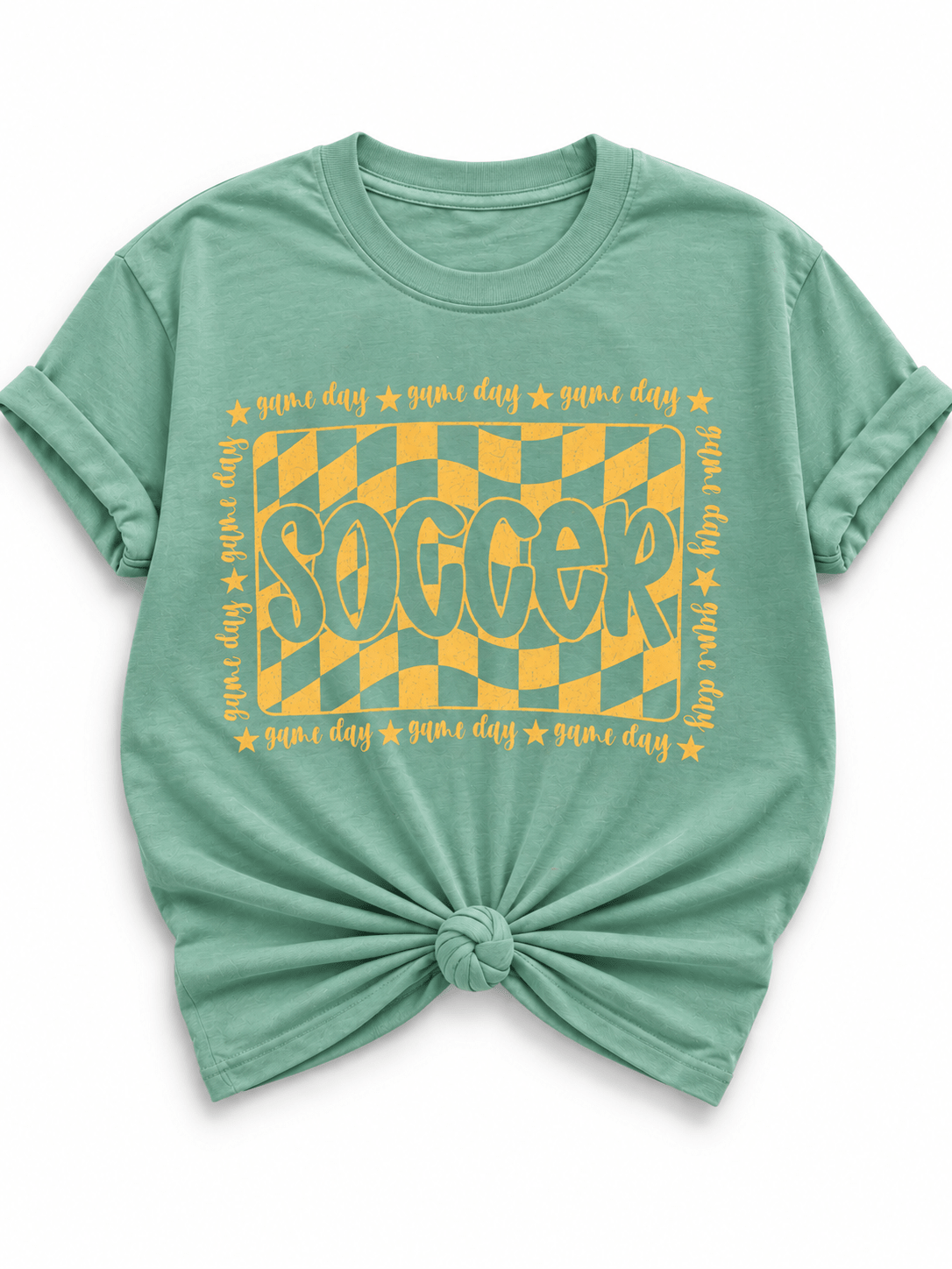 Plus/Reg Short Sleeve Seafoam "Game Day Soccer" Graphic Tee - Freckled Poppy