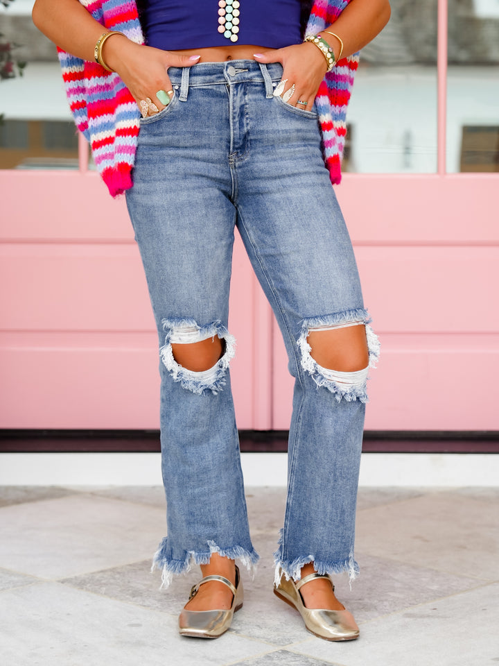 Risen The Alexandra Tummy Control Straight Leg Cropped Jeans - Freckled Poppy