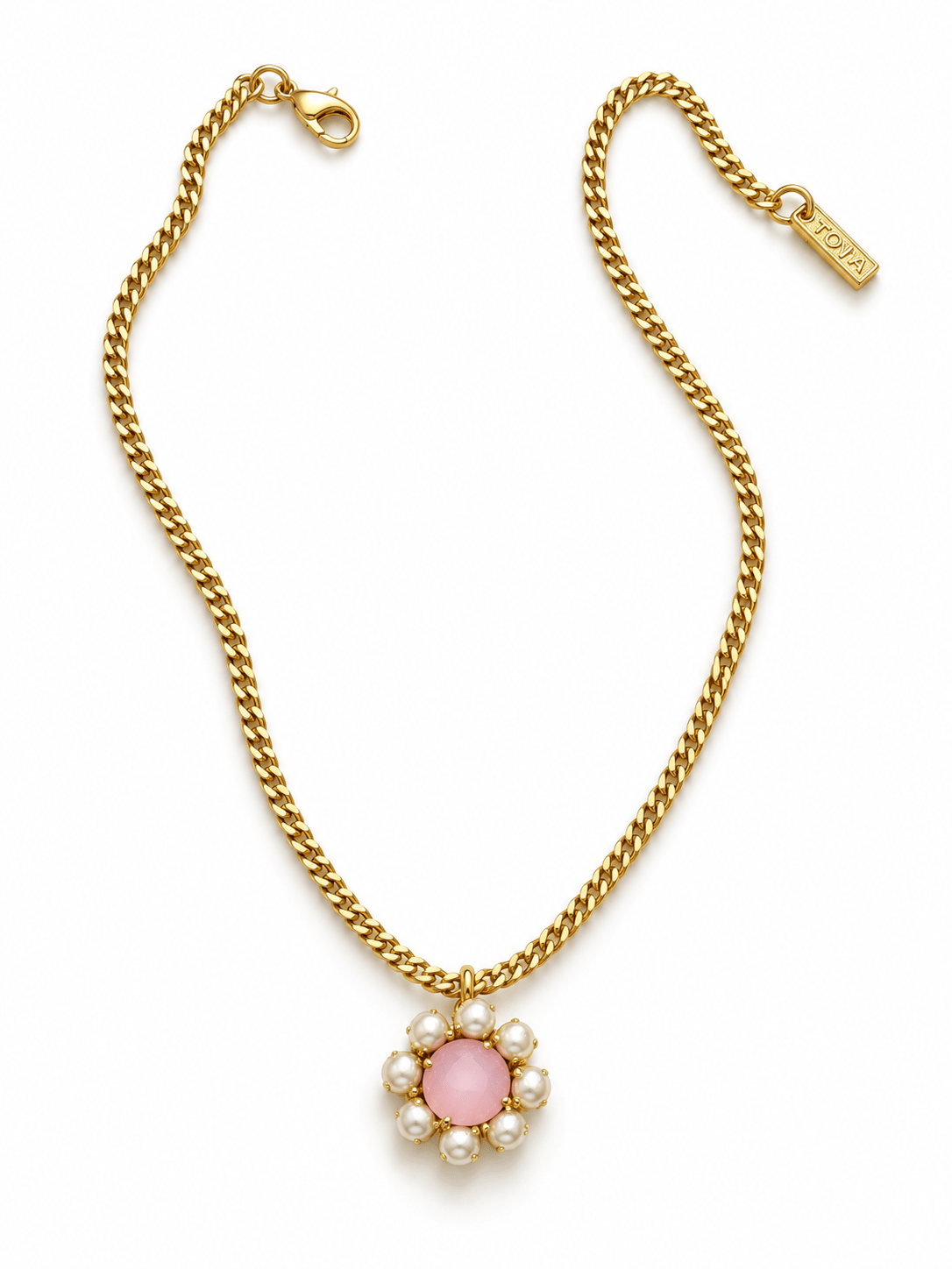 TOVA Twiggy Plus Crystal and Pearl Necklace In Petal Pink - Freckled Poppy