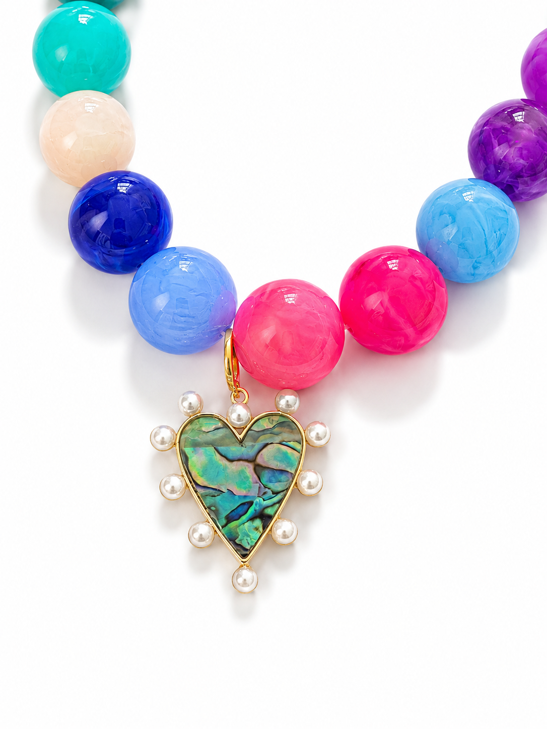 Gemelli Agnes Beaded Heart Charm Necklace - Freckled Poppy