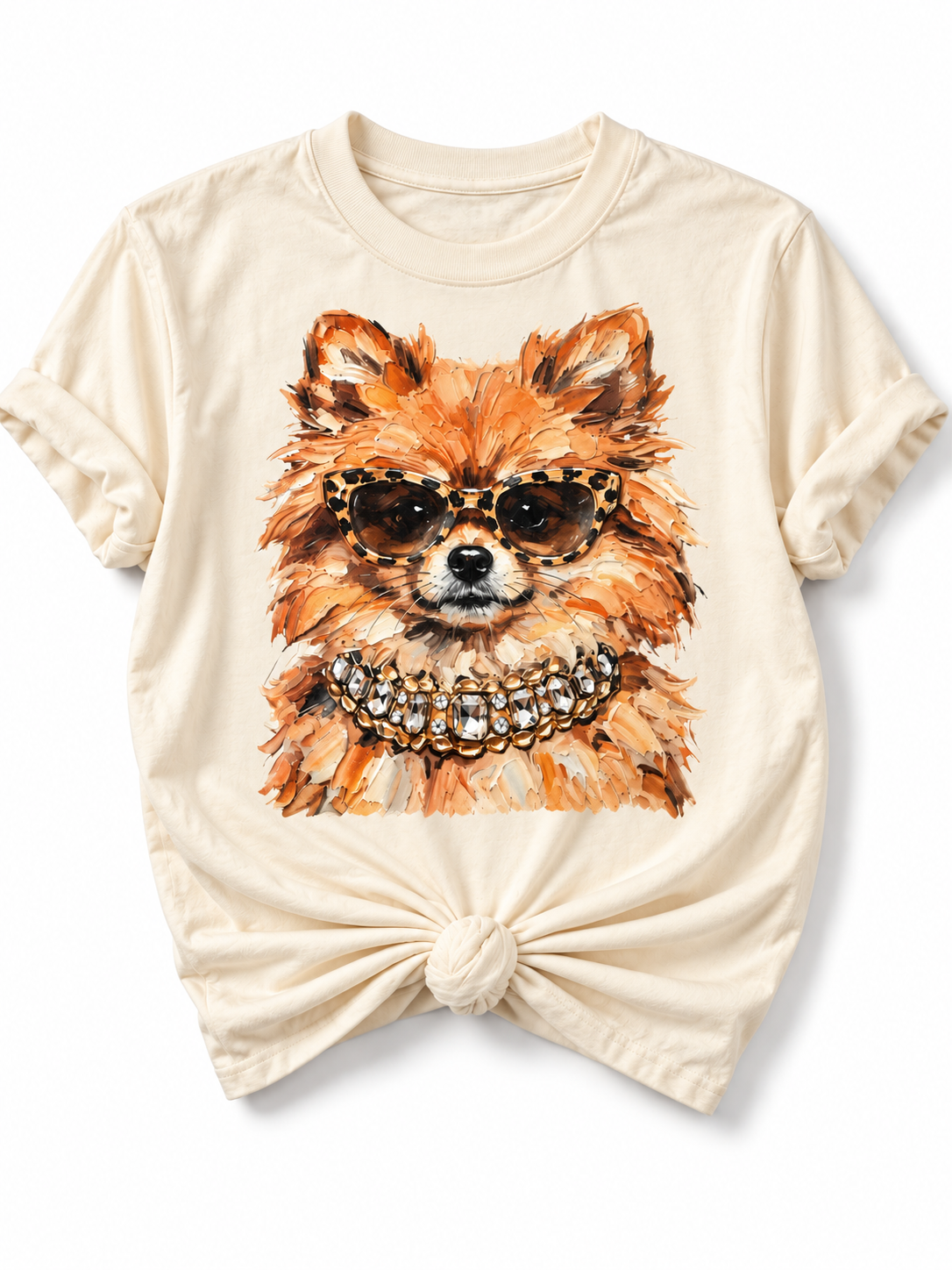 Plus/Reg Short Sleeve Glam Pomeranian Graphic Tee