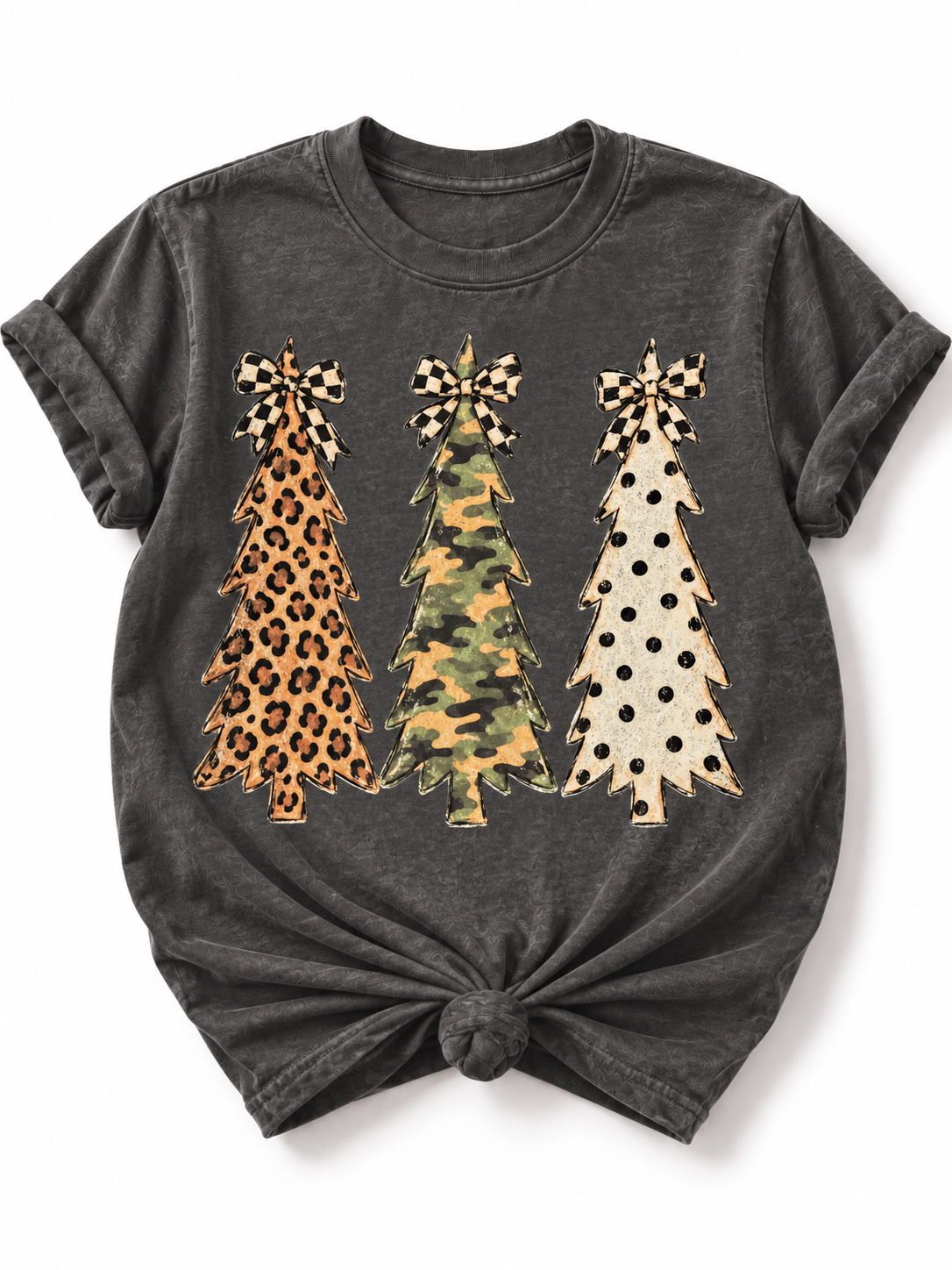 Plus/Reg Short Sleeve Wild Christmas Tree Trio Graphic Tee