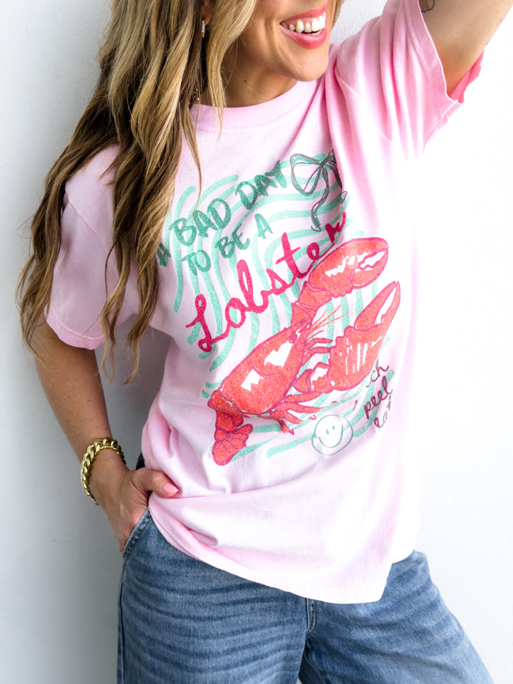 Plus/Reg Short Sleeve "A Bad Day To Be a Lobster" Graphic Tee - Freckled Poppy