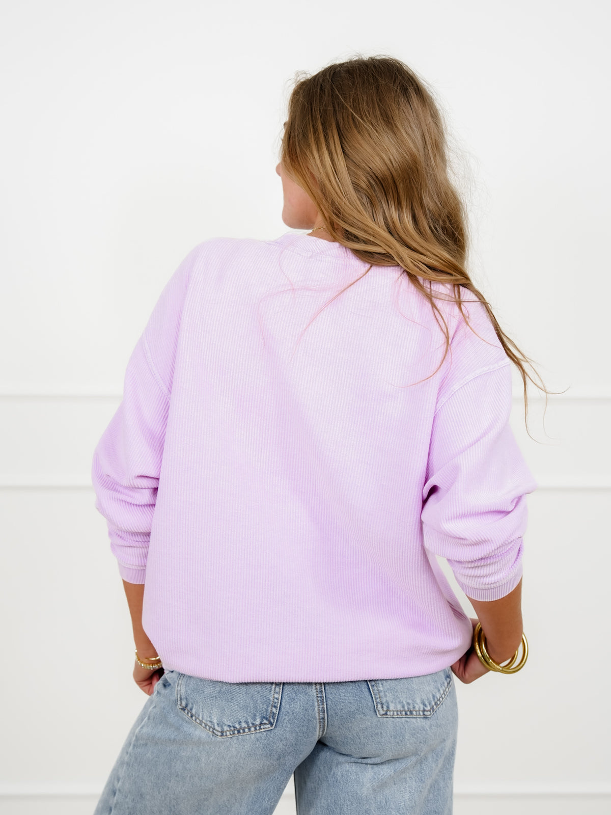 Plus/Reg Solid Color Corded Long Sleeve Pullover Top - Freckled Poppy