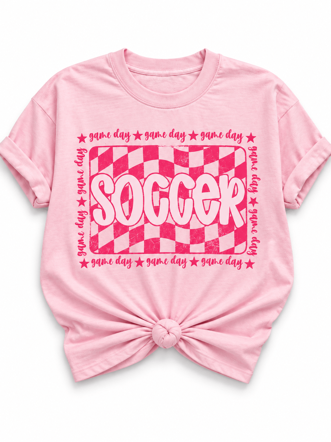 Plus/Reg Short Sleeve Pink "Game Day Soccer" Graphic Tee - Freckled Poppy