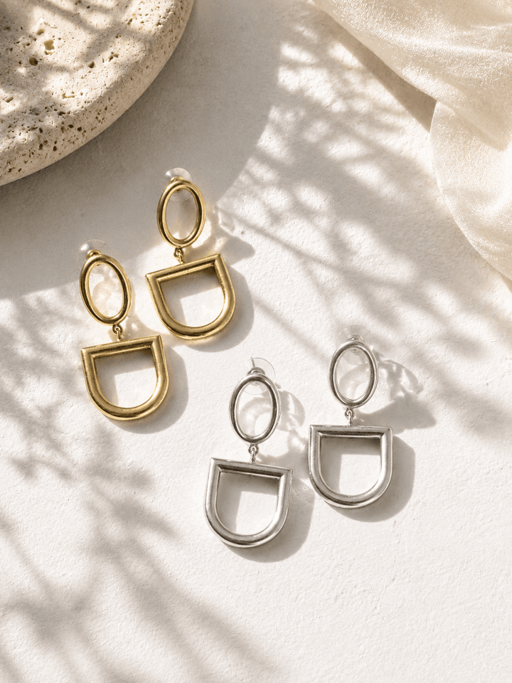 Yochi Zoe Geometric Drop Earrings - Freckled Poppy