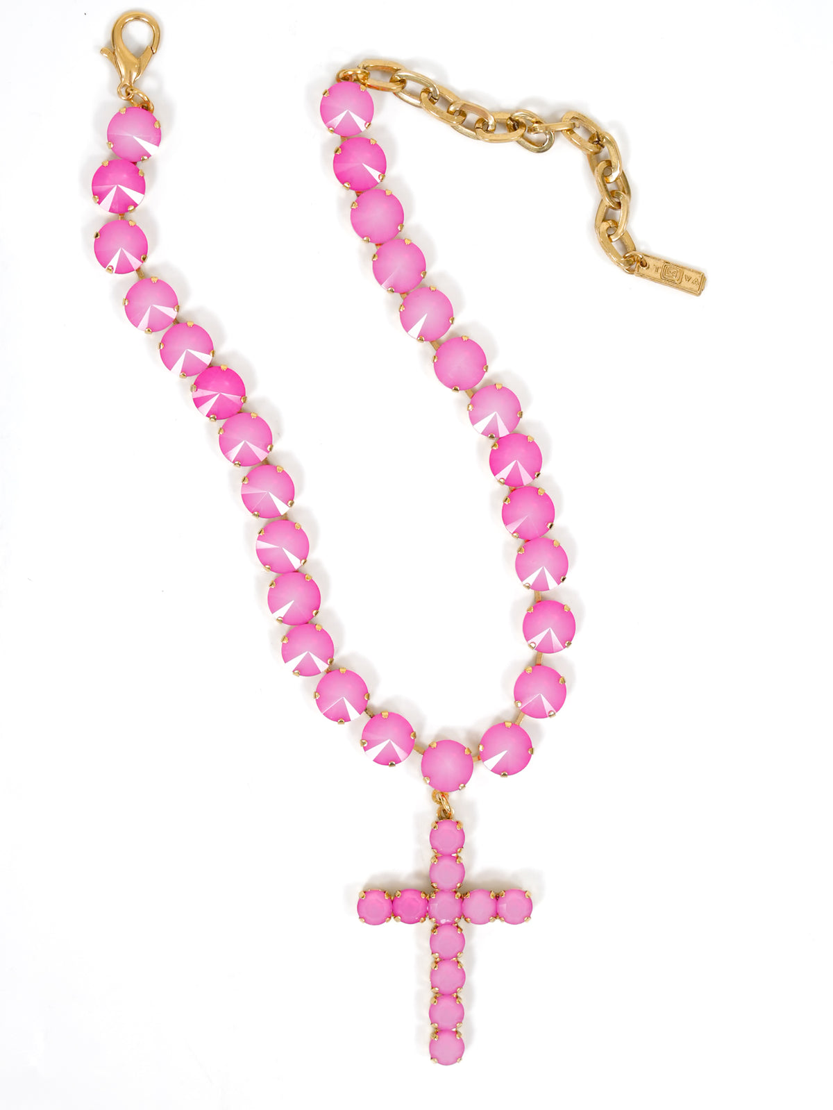 TOVA Donatella Crystal Cross Necklace - Freckled Poppy