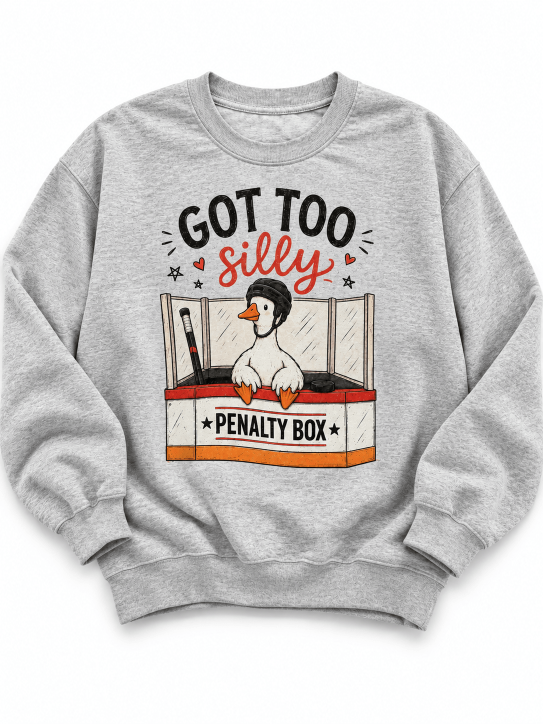 Plus/Reg Long Sleeve "Got Too Silly" Hockey Graphic Sweatshirt - Freckled Poppy