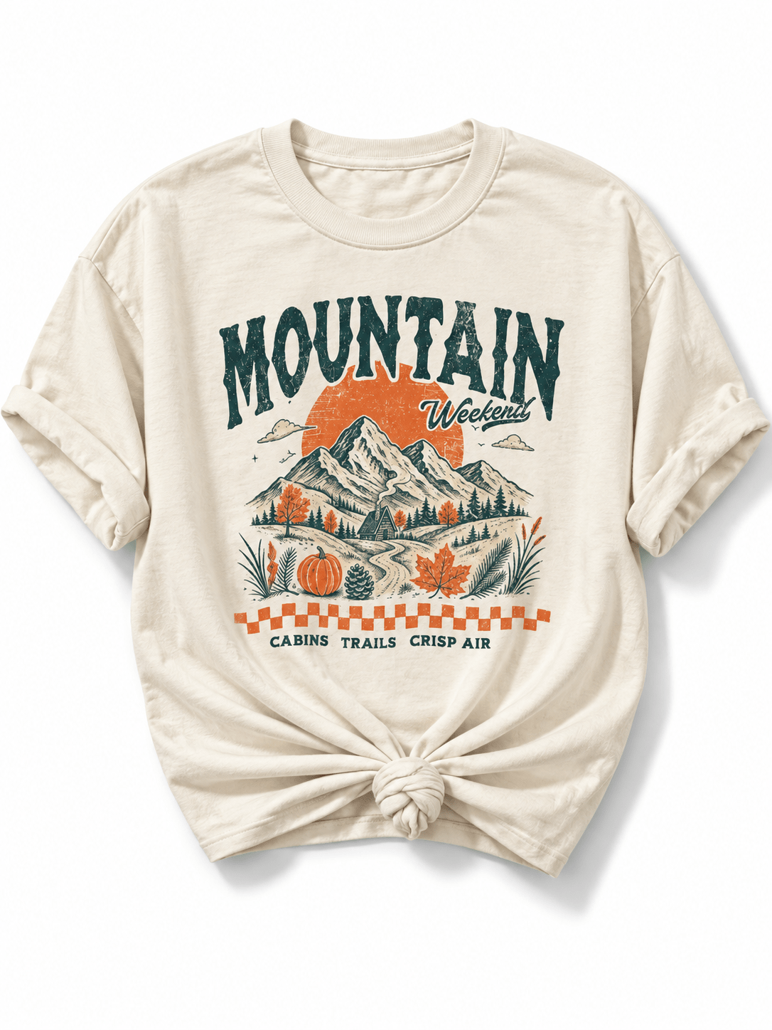 Plus/Reg Short Sleeve "Mountain Weekend" Graphic Tee - Freckled Poppy