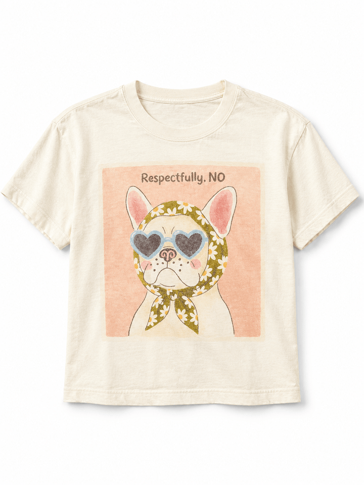 Plus/Reg Short Sleeve "Respectfully. NO" Fancy Dog Graphic Tee - Freckled Poppy