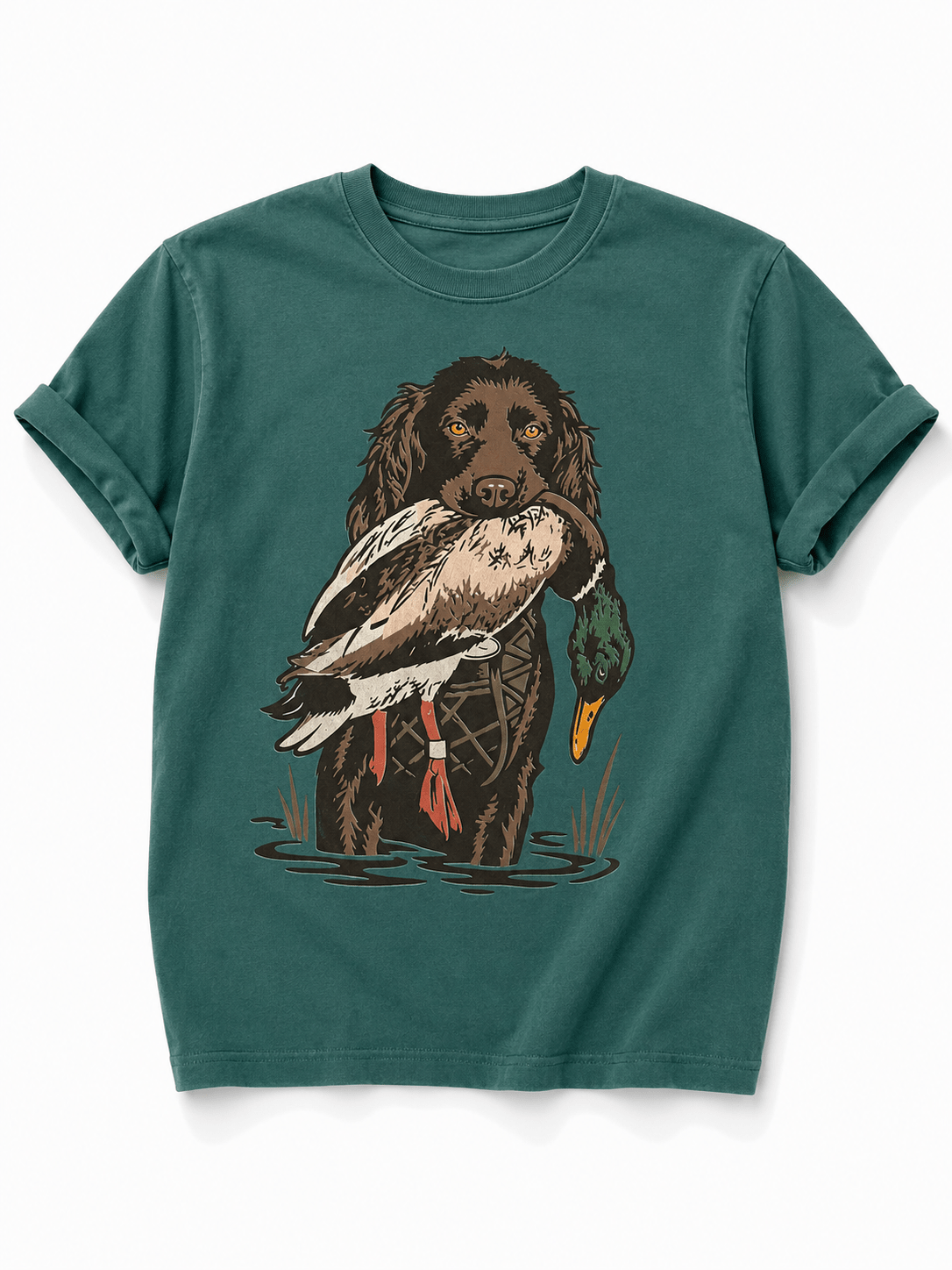 Plus/Reg Short Sleeve Duck Hunter Cocker Spaniel Graphic Tee - Freckled Poppy