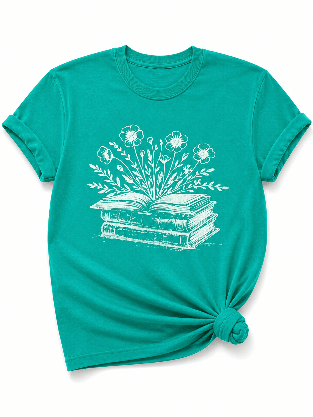 Plus/Reg Short Sleeve Bookish Floral Graphic Tee - Freckled Poppy