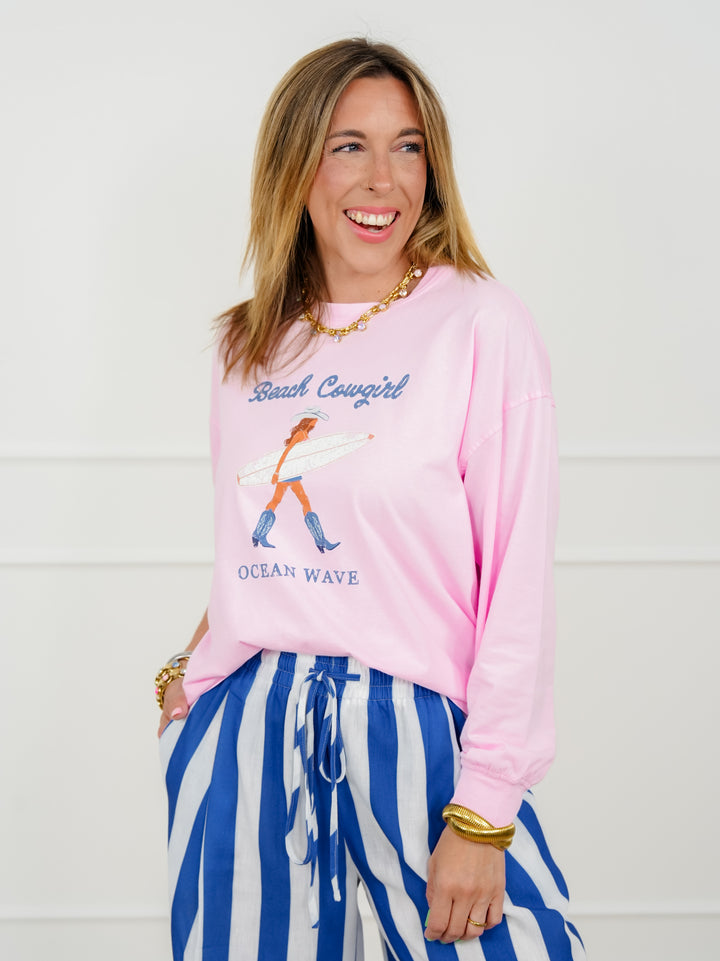 Long Sleeve "Beach Cowgirl" Graphic Tee - Freckled Poppy