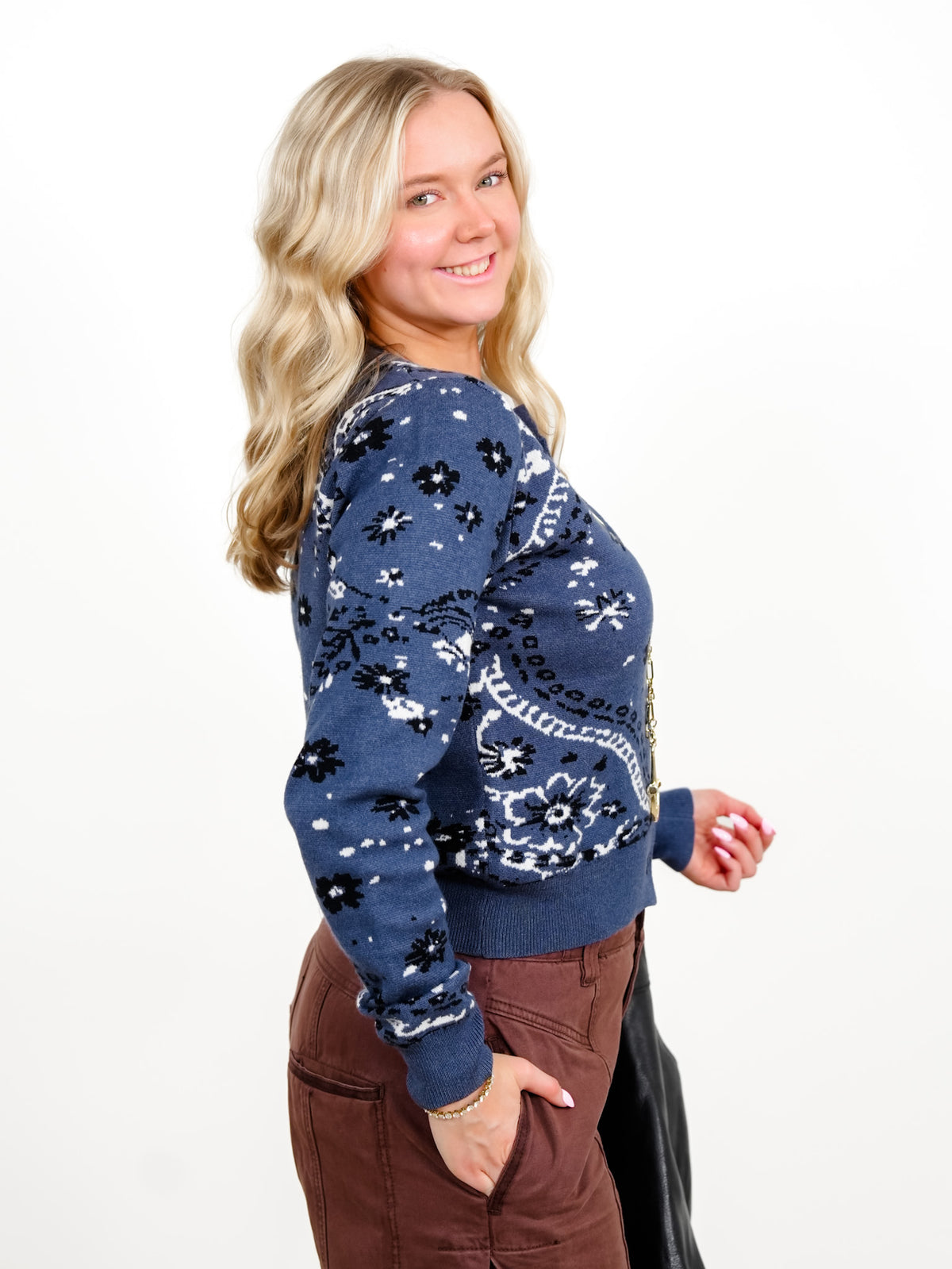 Floral Long Sleeve Button Down Cardigan - Freckled Poppy