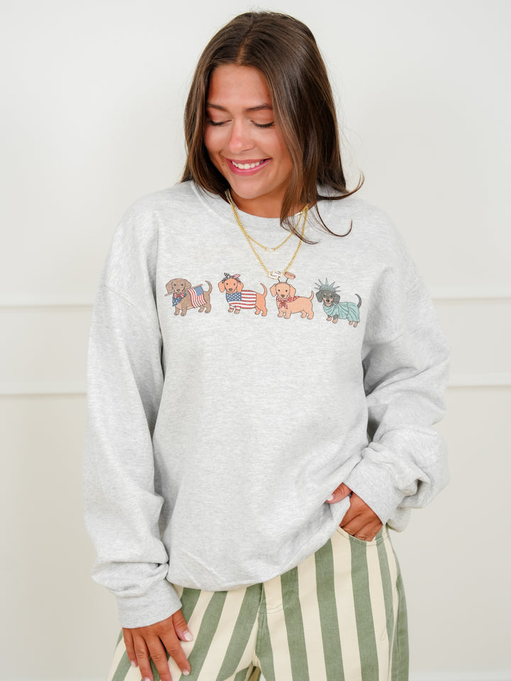 Plus/Reg Long Sleeve American Dogs Graphic Sweatshirt - Freckled Poppy