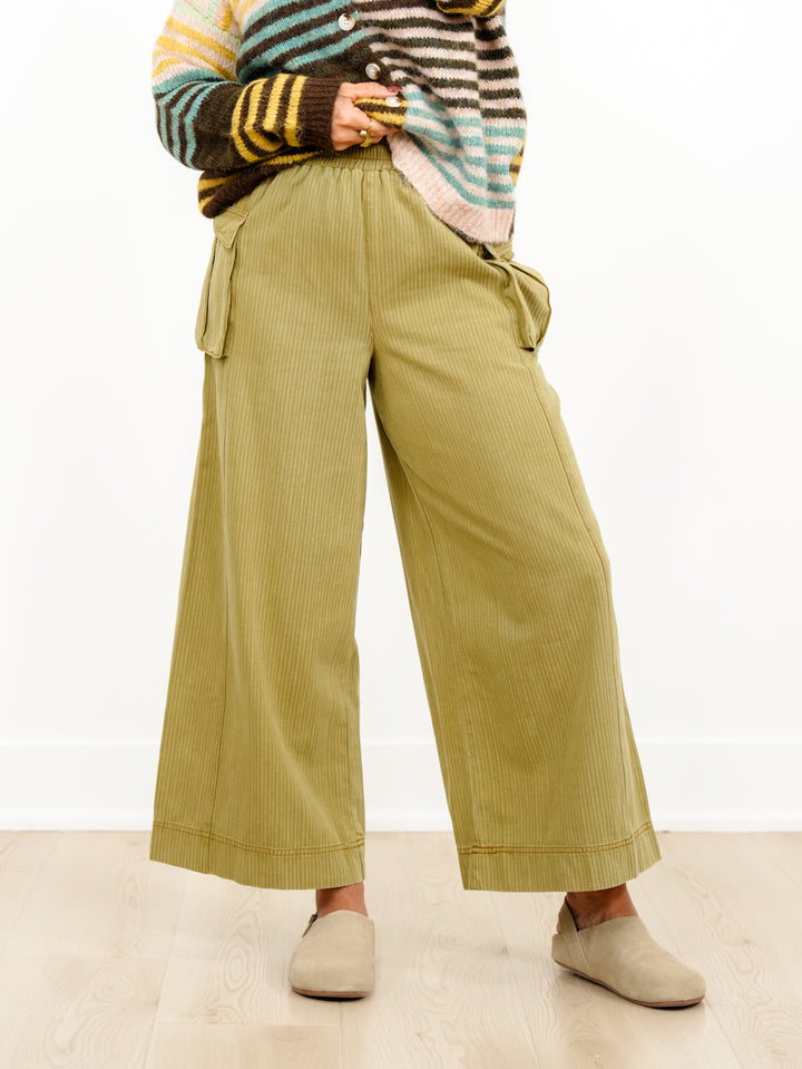 Mineral Washed Pinstripe Relaxed Fit Pants - Freckled Poppy