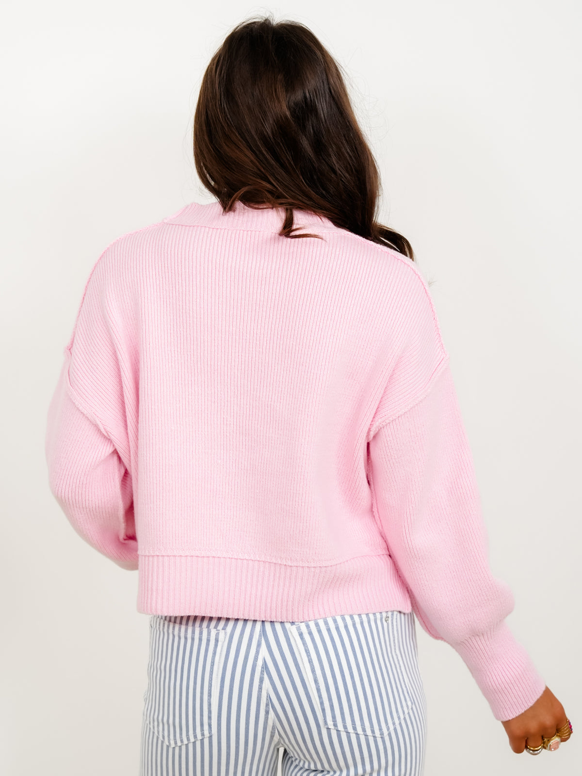 Restock! Ribbed Long Sleeve Round Neck Pullover Sweater - Freckled Poppy