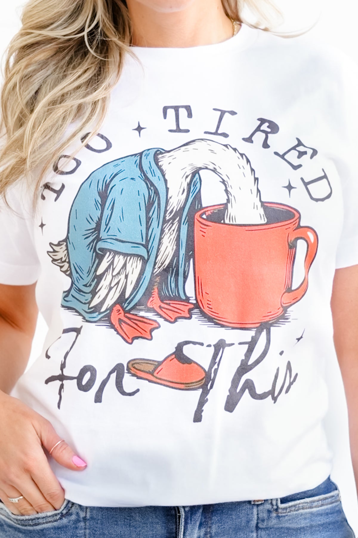 Plus/Reg Short Sleeve "Too Tired For This" Graphic Tee - Freckled Poppy