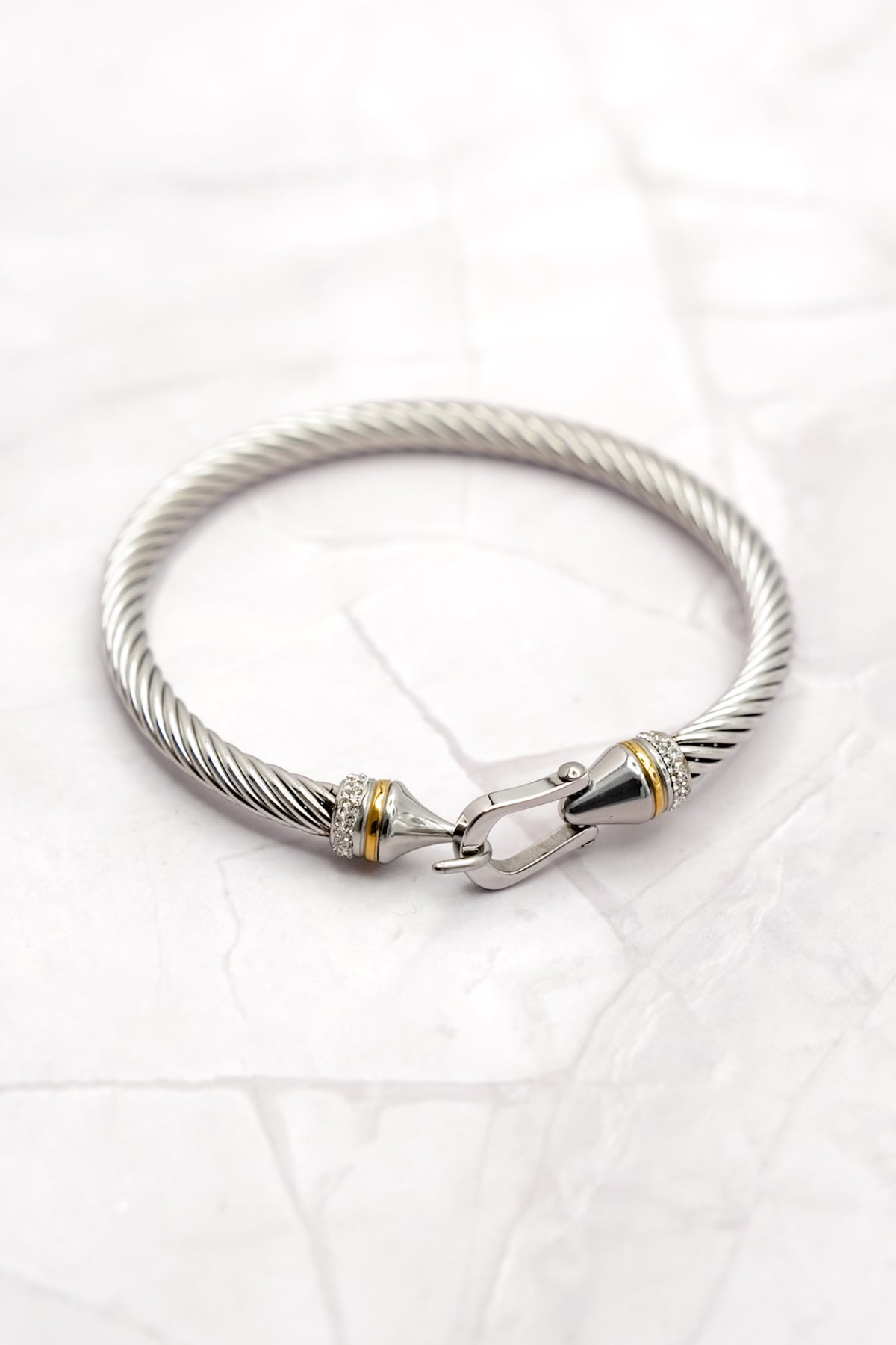 Twist Bangle with CZ Paving - Freckled Poppy