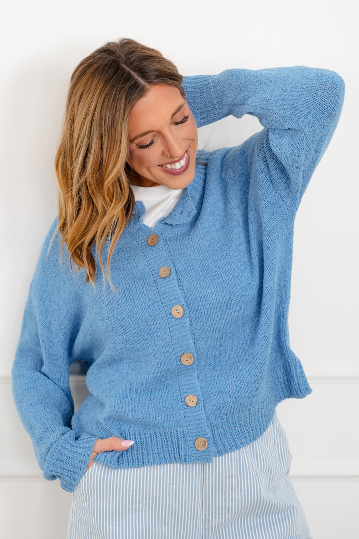 Long Sleeve Button Down Cardigan - Freckled Poppy