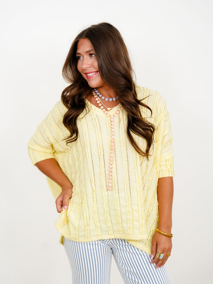 Plus/Reg Lace Short Sleeve V-Neck Top - Freckled Poppy