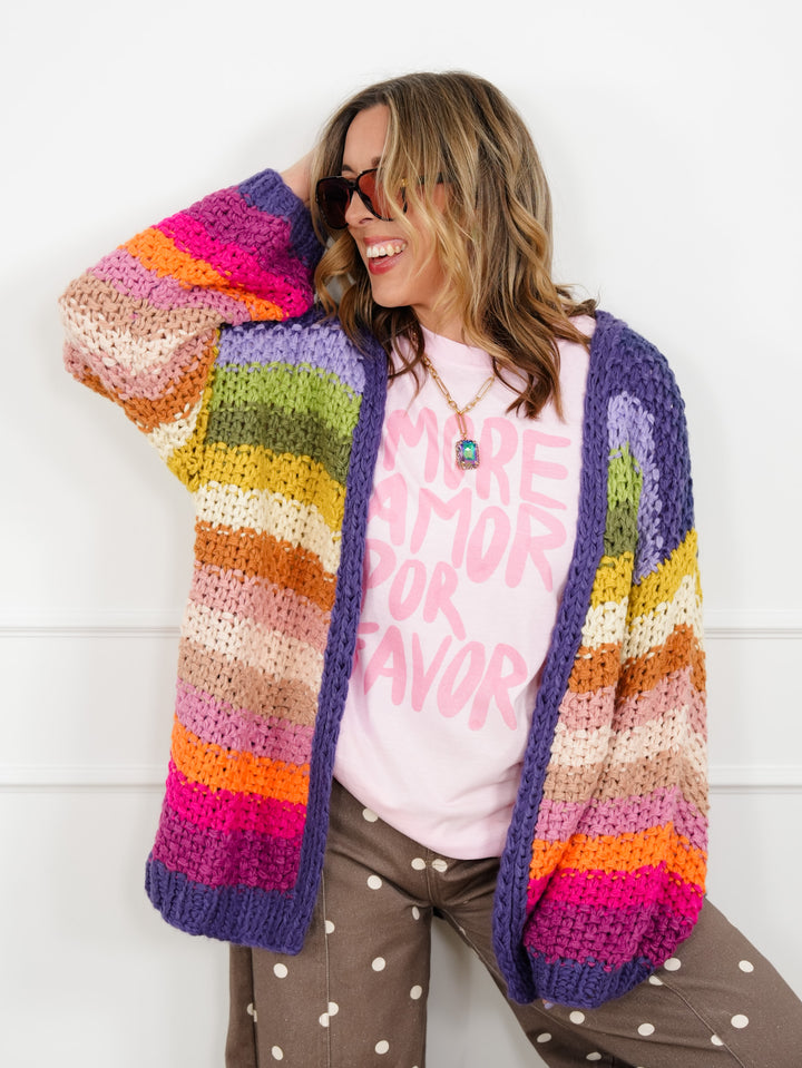 Crochet Long Sleeve Open Front Cardigan - Freckled Poppy