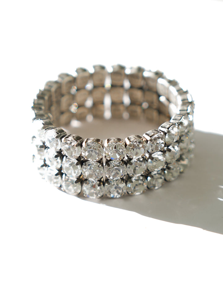 TOVA Olivia 3 Strand Stretch Bracelet in Antique Silver Clear - Freckled Poppy