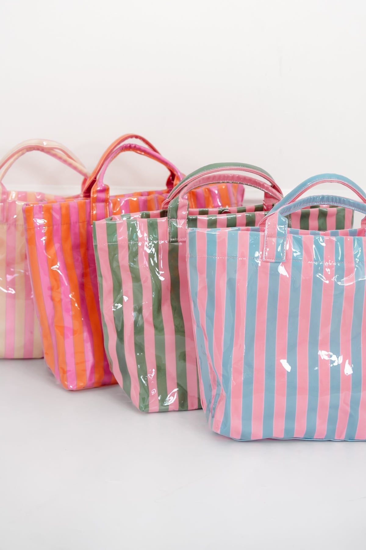 Large Striped Vinyl Tote Bags - Freckled Poppy