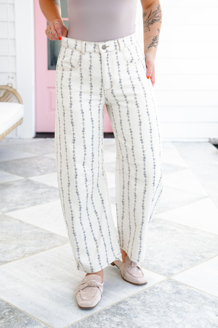 Restock! Floral Print Relaxed Barrel Pants - Freckled Poppy