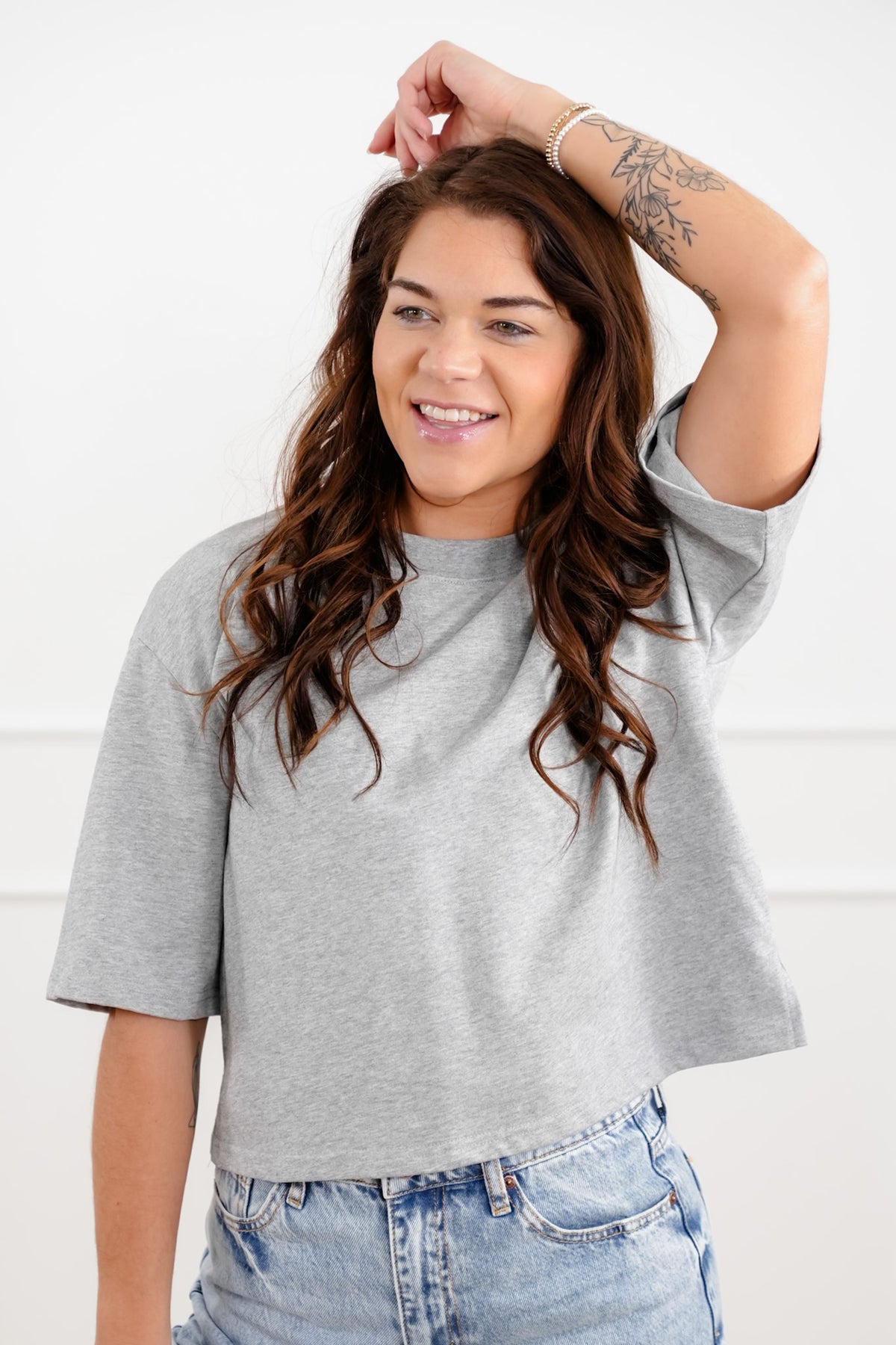 Plus/Reg "The Marlow" Nico Threads Solid Short Sleeve Crew Neck Top - Freckled Poppy