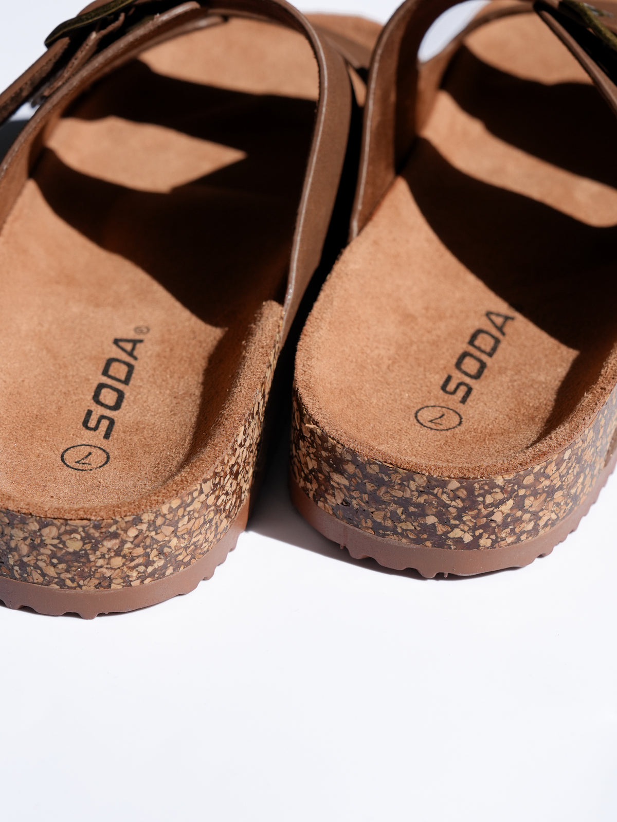 Double Buckle Cork Footbed Slide Sandal - Freckled Poppy