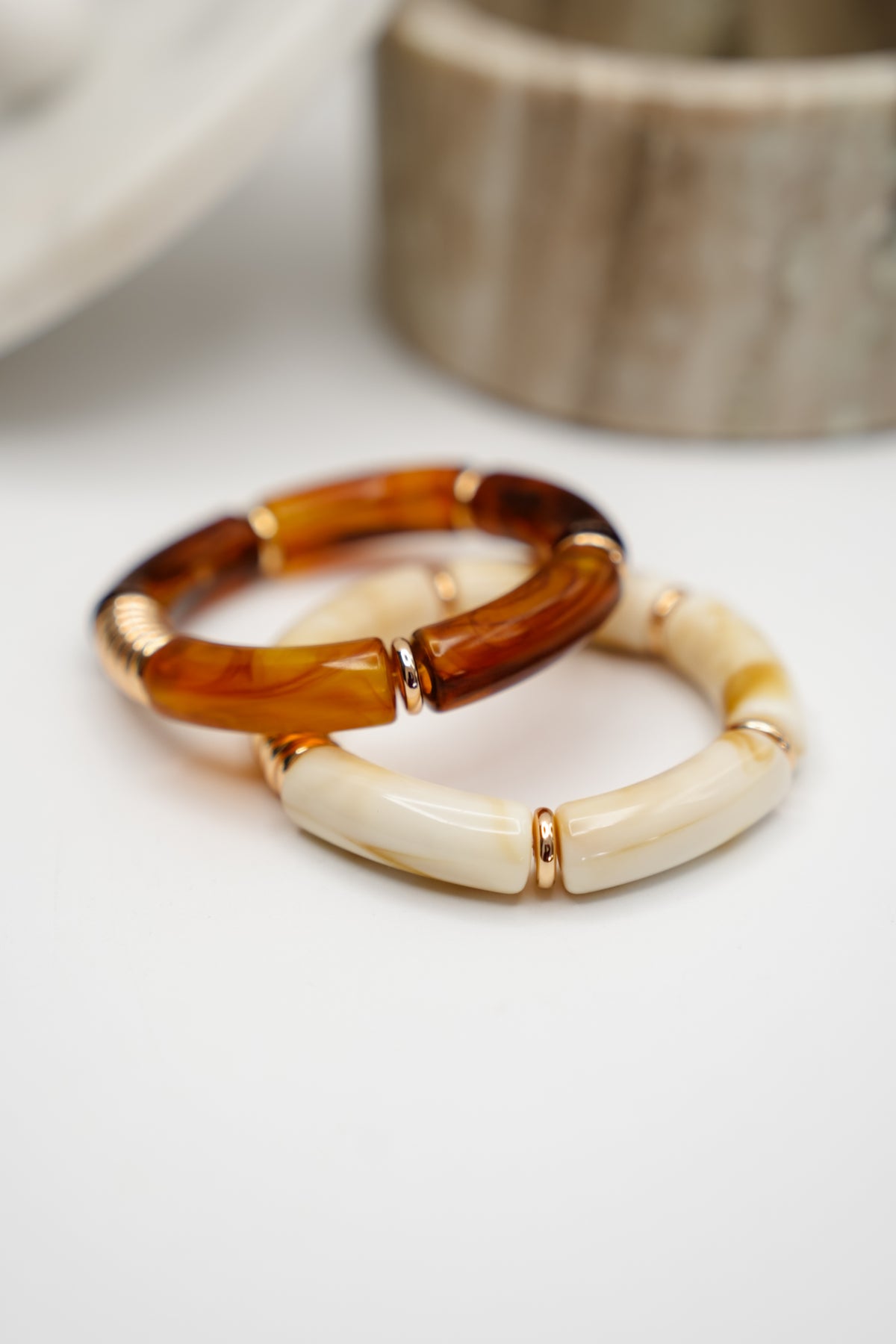 Cove Chunky Resin Bangle Set - Freckled Poppy