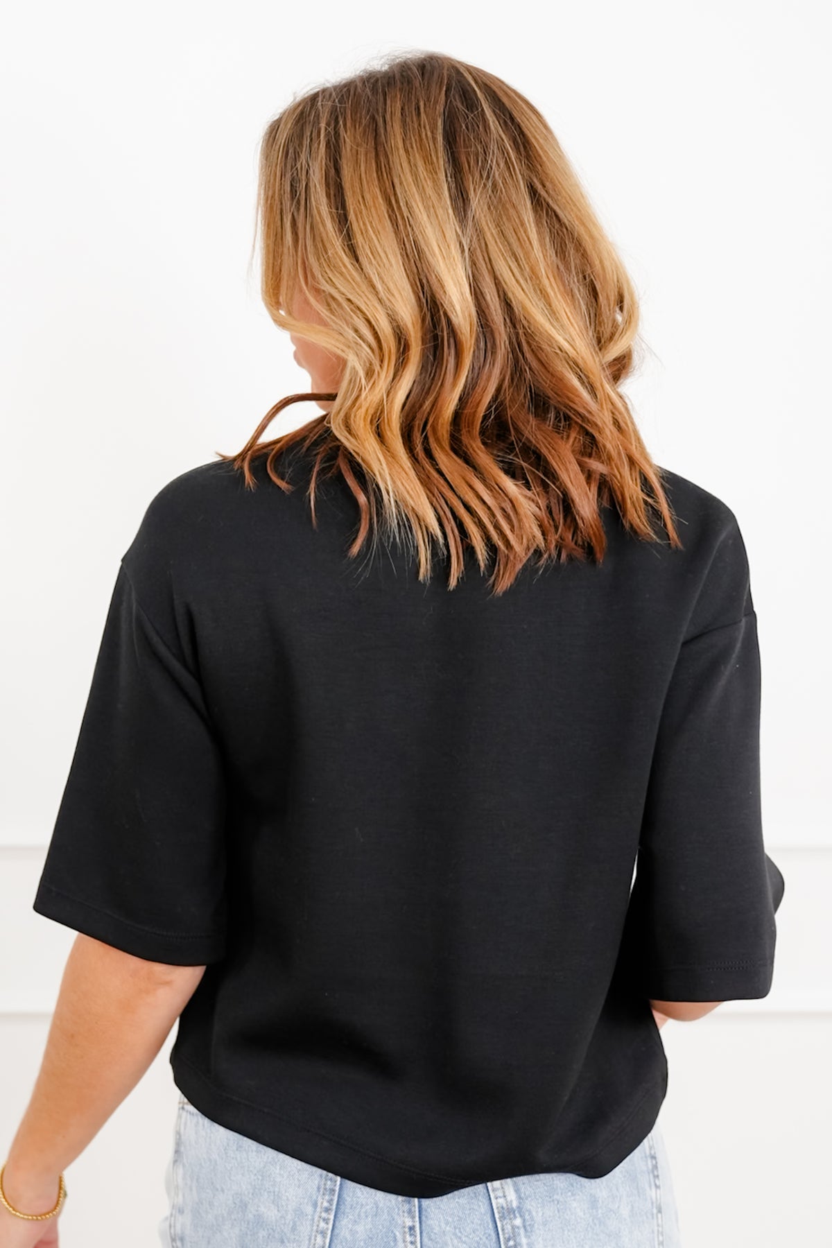 Short Sleeve Drop Shoulder Knit Top - Freckled Poppy