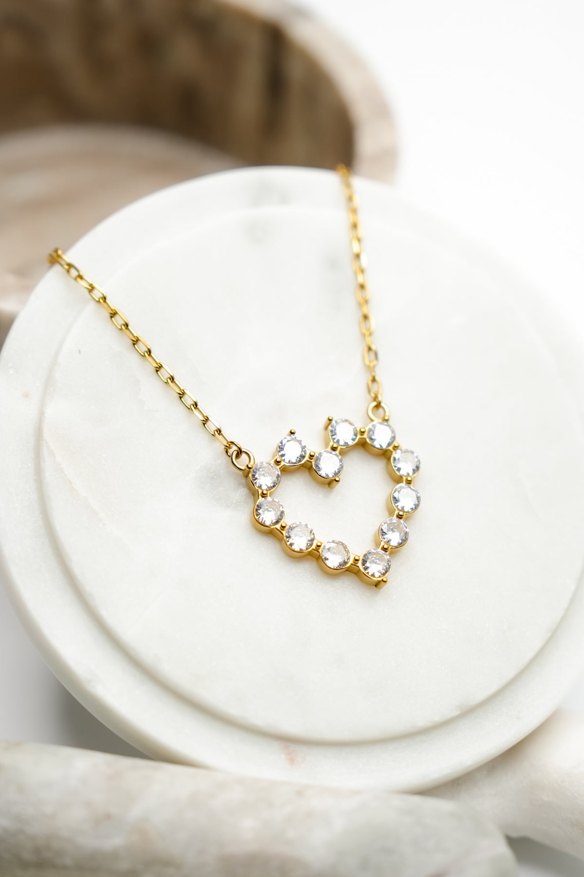 Chansutt Pearls Large Diamond Heart Necklace - Freckled Poppy