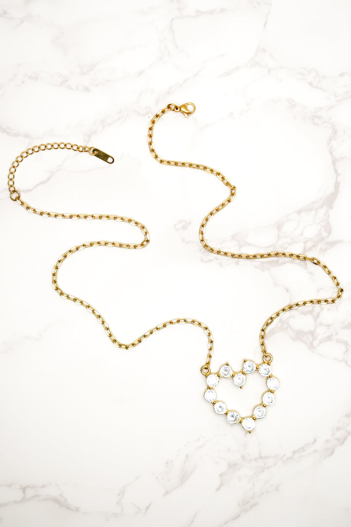 Chansutt Pearls Large Diamond Heart Necklace - Freckled Poppy