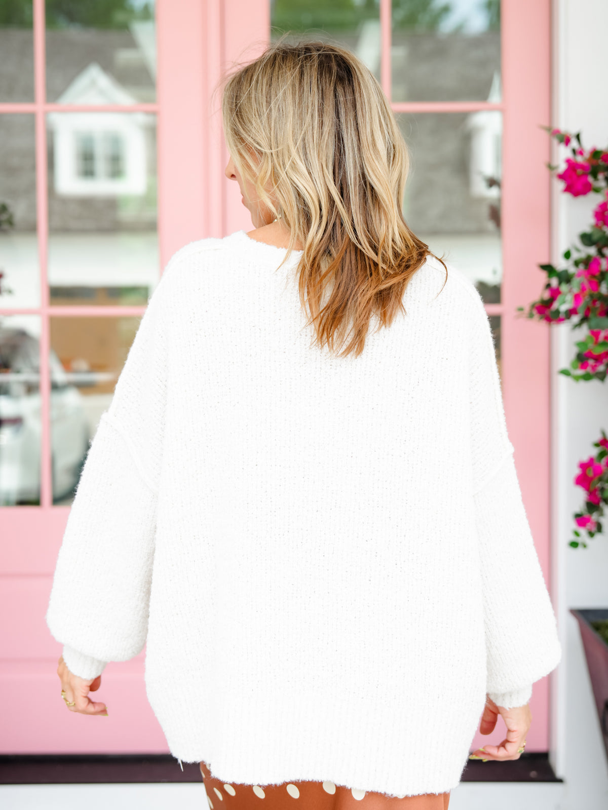 Gingham Embroidered Ghost Soft Sweater - Freckled Poppy