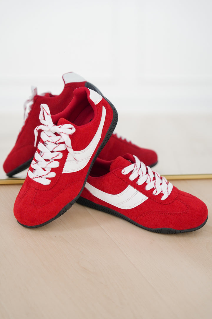 Sporty Lace Up Low Top Sneaker - Freckled Poppy