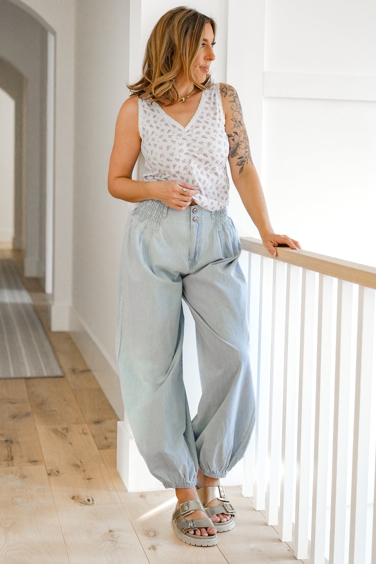 POL Floral Print Sleeveless V Neck Tank Top - Freckled Poppy