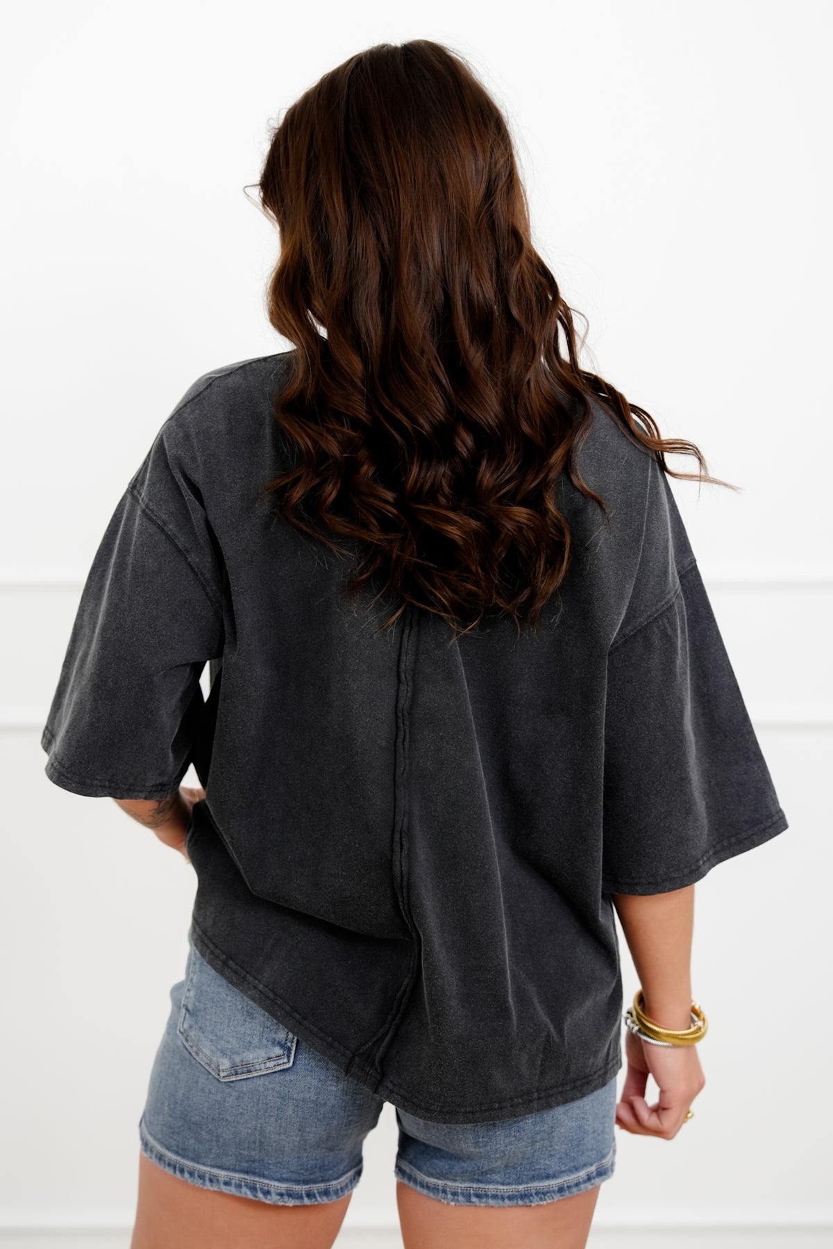 Solid Color Short Sleeve Crew Neck Top - Freckled Poppy