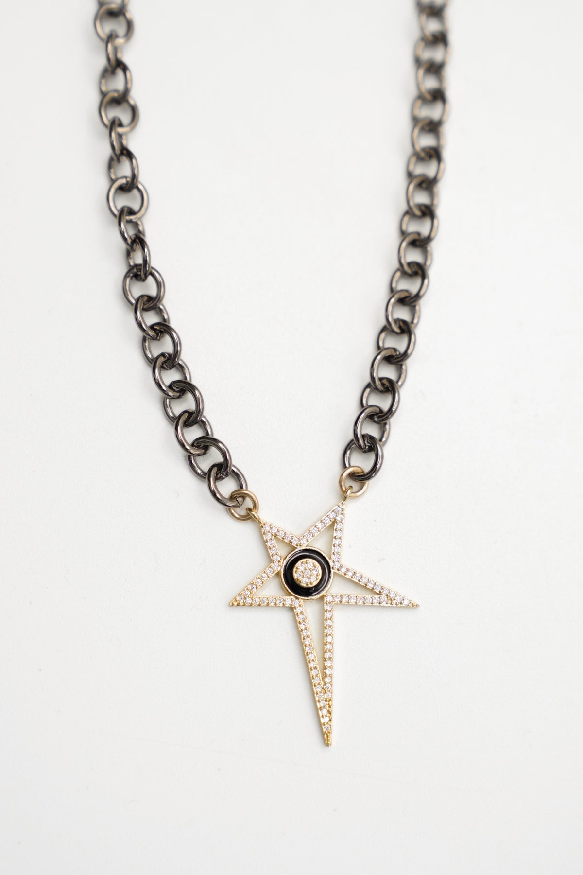 Love, Poppy Black Chain Cubic Zirconia Starry Eye Necklace - Freckled Poppy