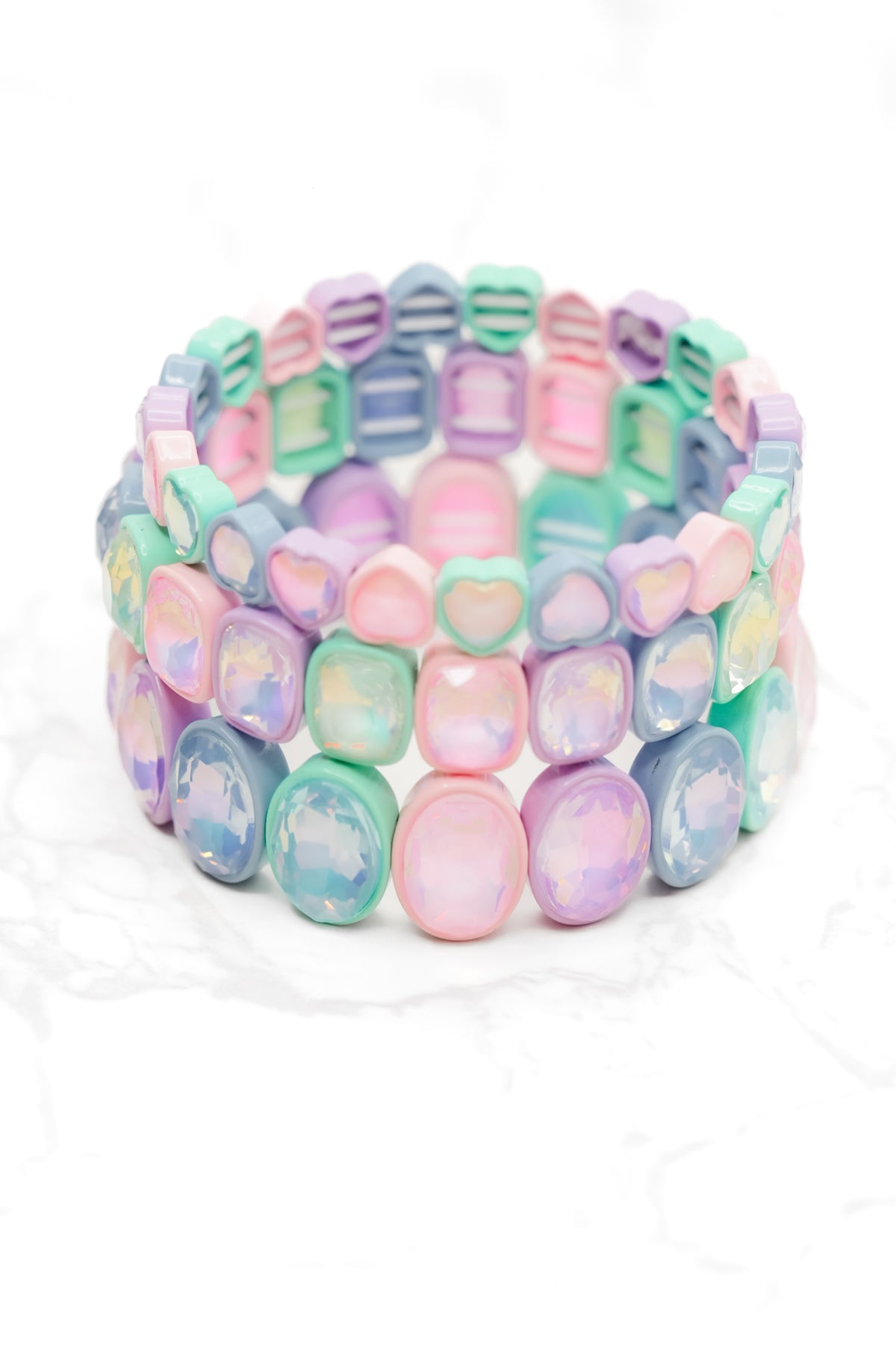 Treasure Jewels Hearts Bejeweled Stack Bracelet Set - Freckled Poppy