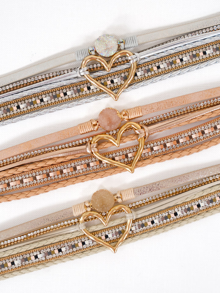 Boho Layered Heart Bracelet