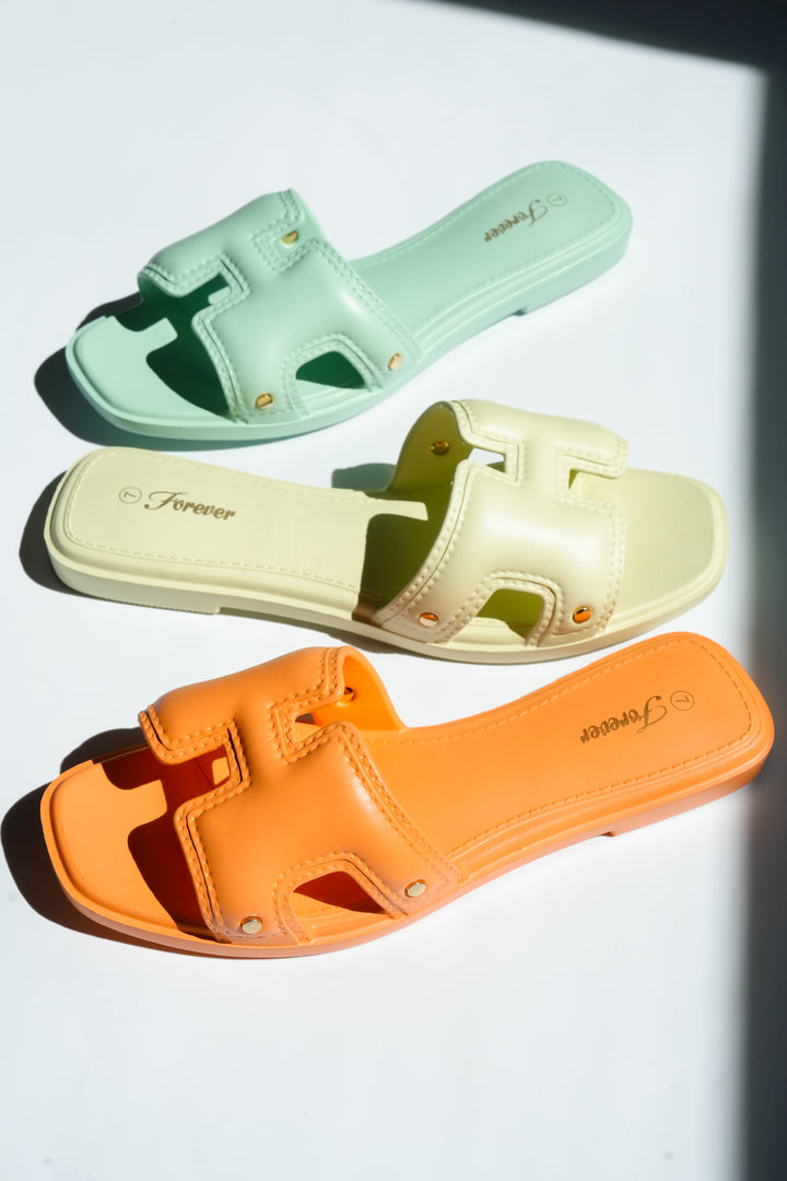 Vegan Leather Cutout Slide Sandal - Freckled Poppy