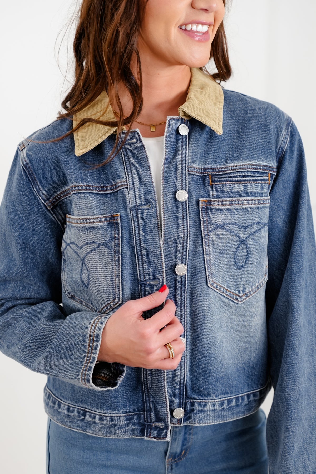 Plus/Reg Judy Blue Medium Wash Barn Jacket - Freckled Poppy