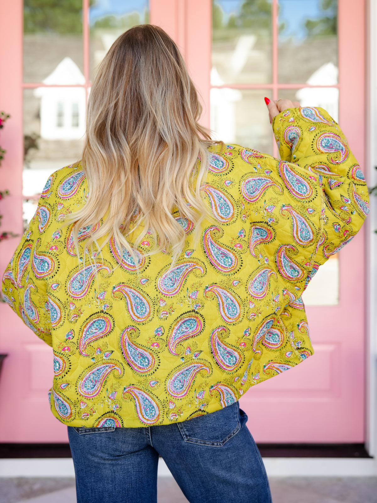 POL Quilted Paisley Print Woven Padded Kimono Jacket