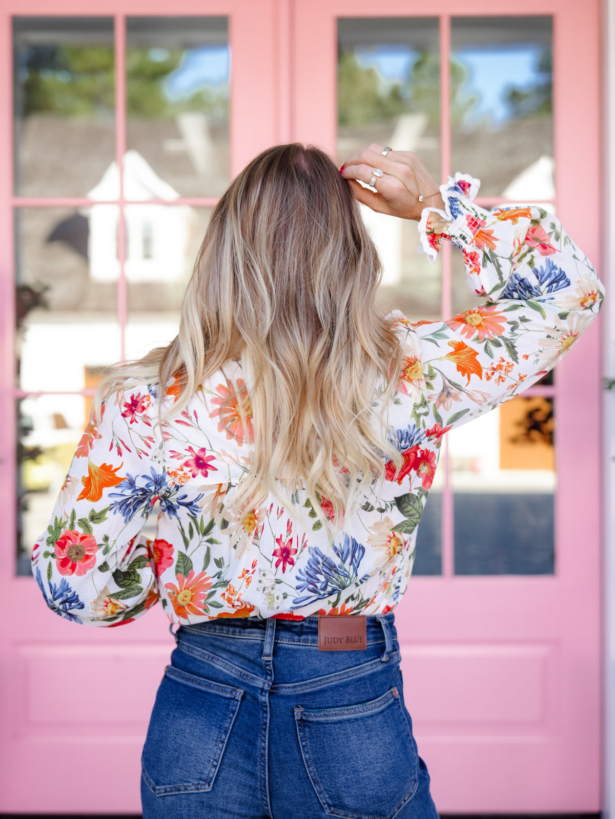 Floral Print Long Sleeve Button Down Top